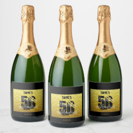 Guld och svart 50:e födelsedagsetiketten Moukling 