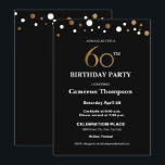 Guld och svart, 60:e Födelsedagsfesten Inbjudningar<br><div class="desc">Detta sofistikerade faux *guld och svart tema firar denna milstolpe på födelsedagen. Texten är helt och hållet anpassade. Elegant. *guld i en utskriven bild</div>