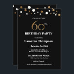 Guld och svart, 60:e Födelsedagsfesten Inbjudningar<br><div class="desc">Detta sofistikerade faux *guld och svart tema firar denna milstolpe på födelsedagen. Texten är helt och hållet anpassade. Elegant. *guld i en utskriven bild</div>