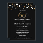 Guld och svart, 60:e Födelsedagsfesten Inbjudningar<br><div class="desc">Detta sofistikerade faux *guld och svart tema firar denna milstolpe på födelsedagen. Texten är helt och hållet anpassade. Elegant. *guld i en utskriven bild</div>