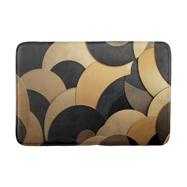 Guld och svart Abstrakt Geometric Mönster Badrumsmatta (Framsidan)