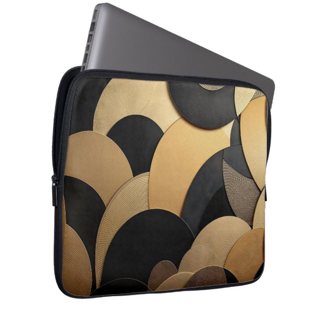 Guld och svart Abstrakt Geometric Mönster Laptop Fodral (Framsidan Höger)