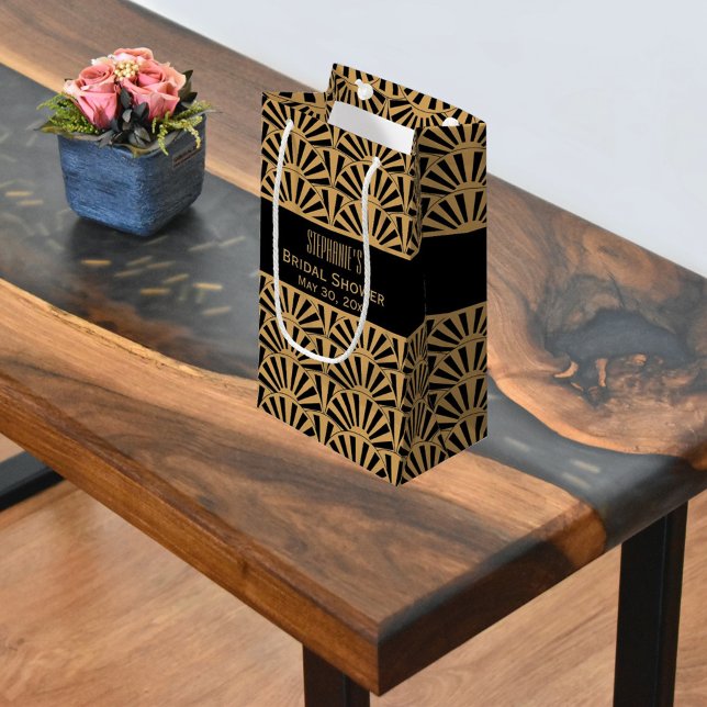 Guld och svart Art Deco-fläktsflora bröllopsdusch (Skapare uppladdad)