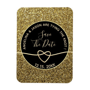 Guld och svart bröllop Save The Date Magnet