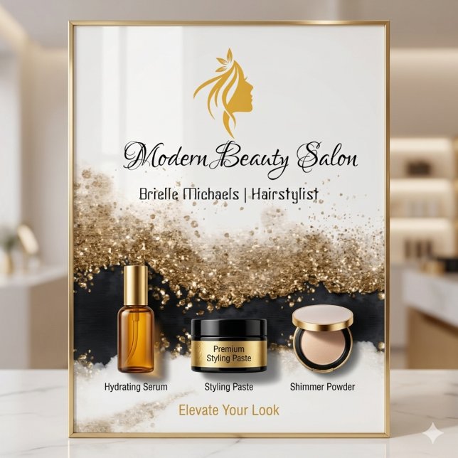 Guld och svart Frisör  Salong Fototryck (Gold and black Hairstylist Salon )