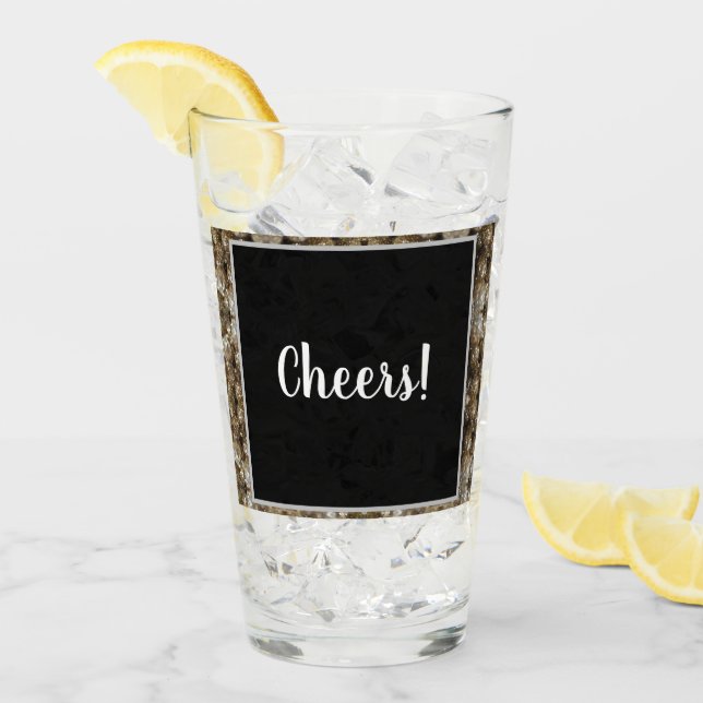 Guld och svart glaskopp (Framsida Ice)