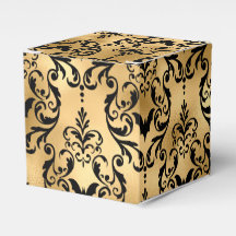 Guld och svart Halloween-damask