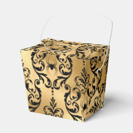 Guld och svart Halloween-damask Presentaskar