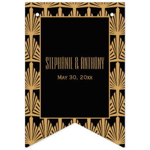 Guld och svart konst Deco Mönster Bröllop Vimplar