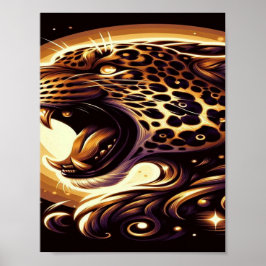 Guld och svart leopard vägg- eller dörrposter poster