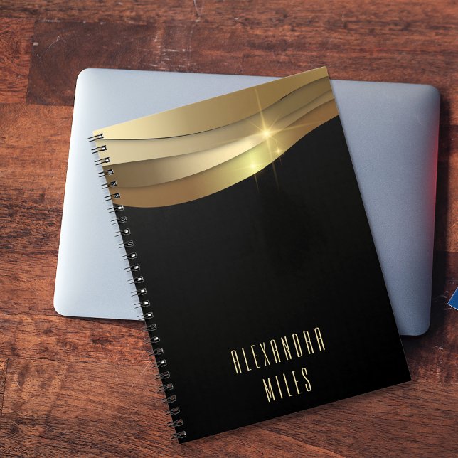 Guld och svart, minimalistisk Chic för det moderna Anteckningsbok (Skapare uppladdad)