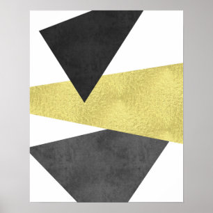Guld och svart Modern - minimal geometrisk konst Poster