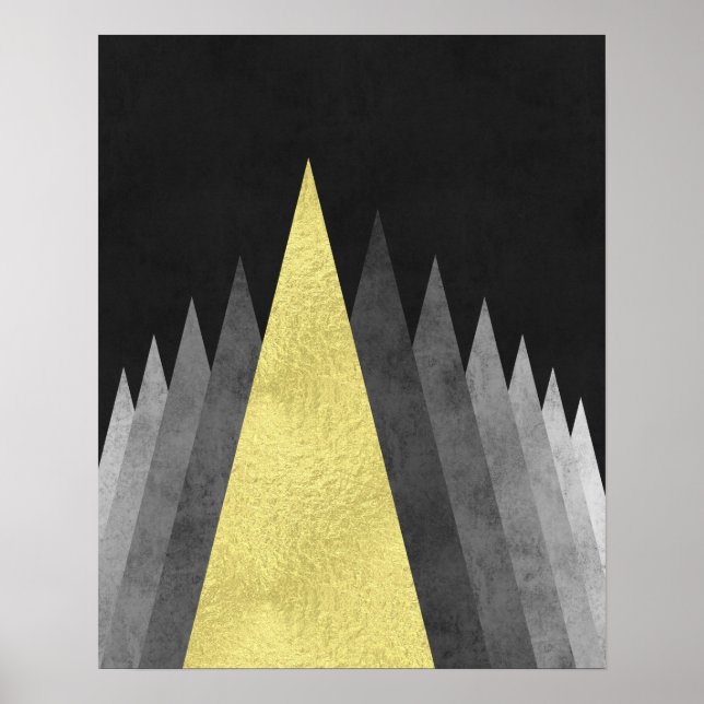 Guld och svart Modern - minimal geometrisk konst Poster (Framsidan)