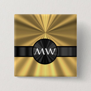 Guld och svart monogram knapp