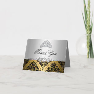 Guld och svart prinsessa tiara tackkort