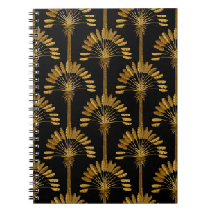 Guld och svart Tapet med blommönster i Anteckningsbok
