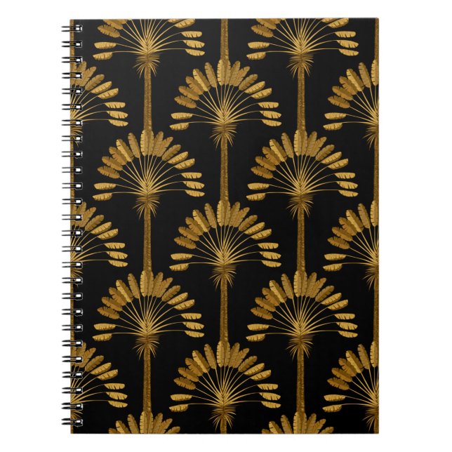 Guld och svart Tapet med blommönster i Anteckningsbok (Framsidan)