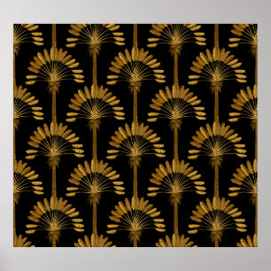 Guld och svart Tapet med blommönster i Poster