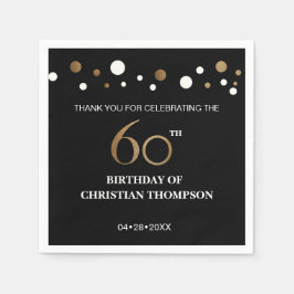 Guld och svart tema 60:e födelsedagsfesten pappersservett
