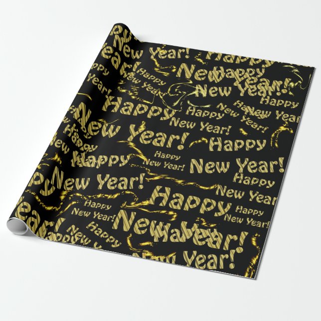 guld och svart textpapper presentpapper (Utrullad)