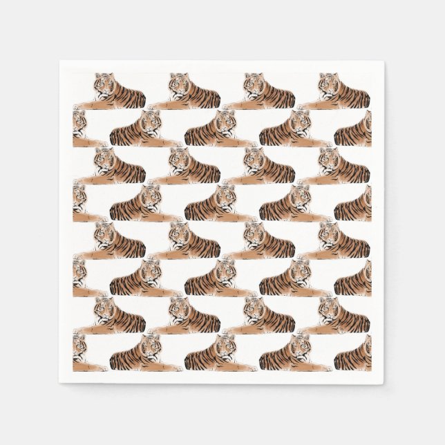 Guld- och svart tigerdjursvit design pappersservett (Framsidan)