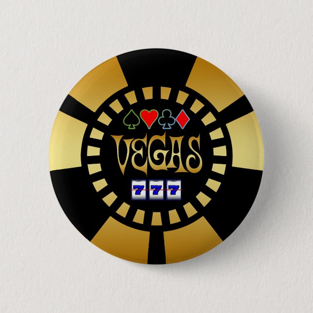 GULD OCH SVART VEGAS POKERCHIP KNAPP (Framsida)
