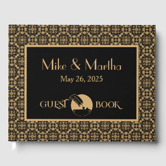 Guld och svart Vintage Art Deco Guest Bok