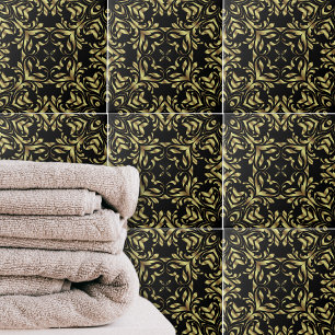 Guld och Svarta Eleganten Finare Baroque Gräns Kakelplatta