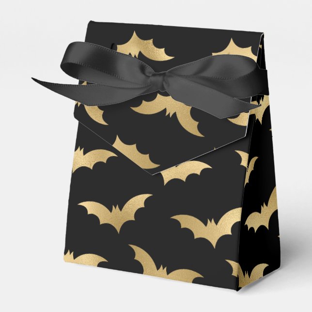 Guld och svarta Halloween-fladdermöss Presentaskar (Framsidan Sidan)