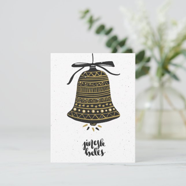 Guld och svarta jinglebells julkort (Stående Fram)