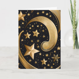 guld och svarta julstjärnor helgkort