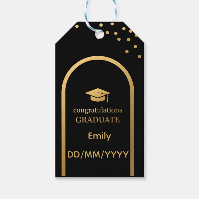 Guld och svarta, milamilistiska studenten-märkre presentetikett (Framsidan)