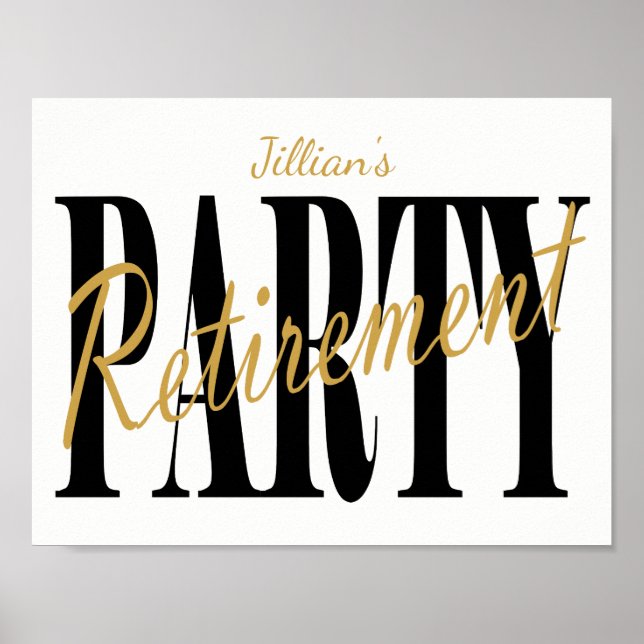 Guld och Svarta Pension Party Poster (Framsidan)