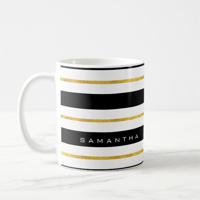 Guld och Svarta Rand Kaffemugg (Vänster)