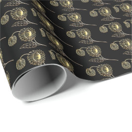 guld och svarta solblommor art Mönster Presentpapper