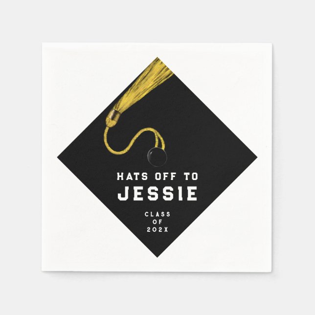 Guld och svarta Studentfest Napkins Pappersservett (Framsidan)