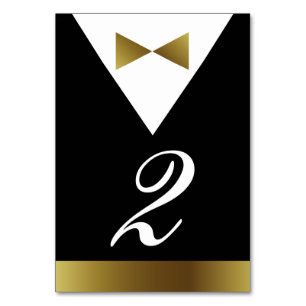 Guld och svarta Tuxedo-Bordsnummer   Modern formel Bordsnummer