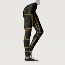 Guld- och svartdamasker leggings