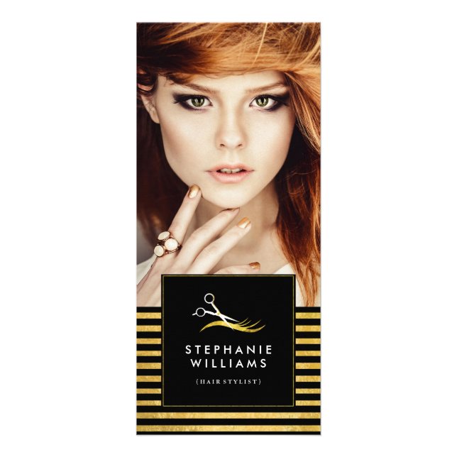 Guld- och svarthårsalongpriset listar kuggekortet reklamkort (Framsidan)