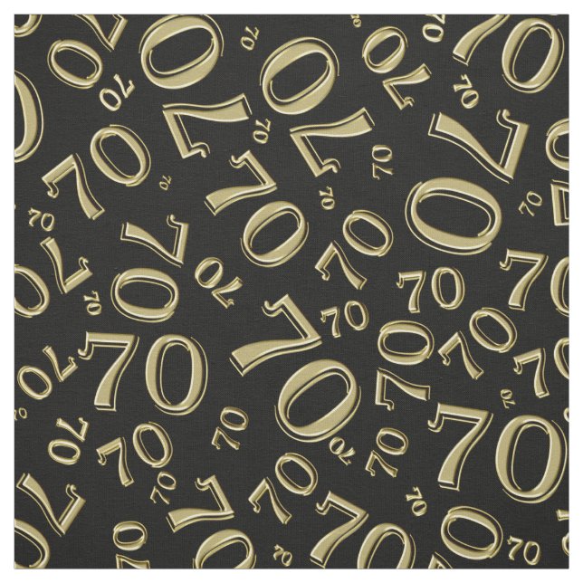 Guld och Svartnummer 70 Typografi Mönster Tyg (Provkarta)
