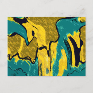 Guld och Teal Abstrakt Vykort