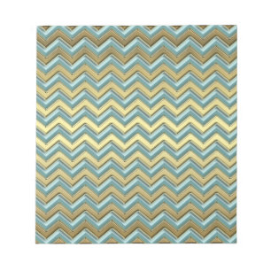 Guld och Teal Chevron Mönster Anteckningsblock