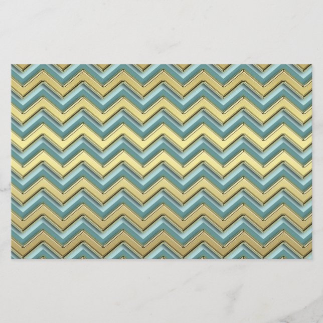 Guld och Teal Chevron Mönster Brevpapper (Framsida)