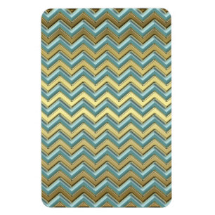 Guld och Teal Chevron Mönster Magnet