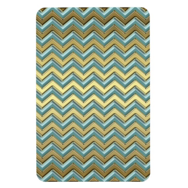 Guld och Teal Chevron Mönster Magnet (Vertikal)