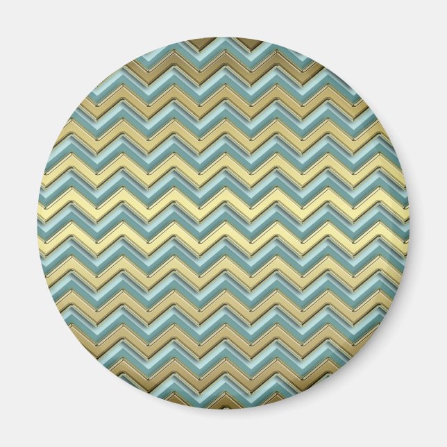 Guld och Teal Chevron Mönster Magnet (Framsidan)