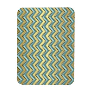 Guld och Teal Chevron Mönster Magnet