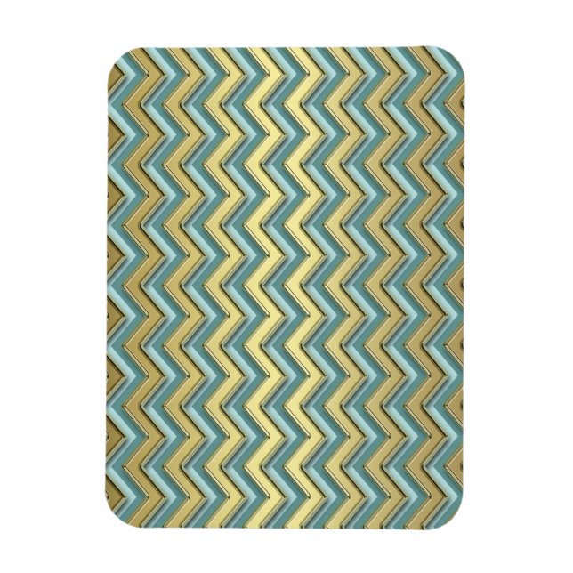 Guld och Teal Chevron Mönster Magnet (Vertikal)