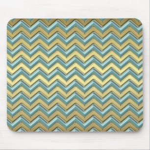 Guld och Teal Chevron Mönster Musmatta