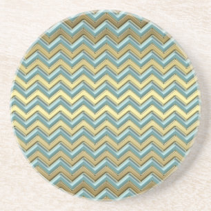 Guld och Teal Chevron Mönster Underlägg